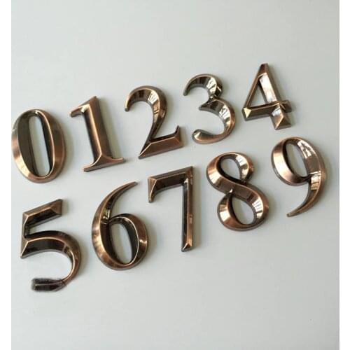1PC 0-9 Bronze House Numbers 5*3*0.8CM Hotel Home Door ABS Plating Number Digits Sticker Plate Signs Address Plaque 2018 New