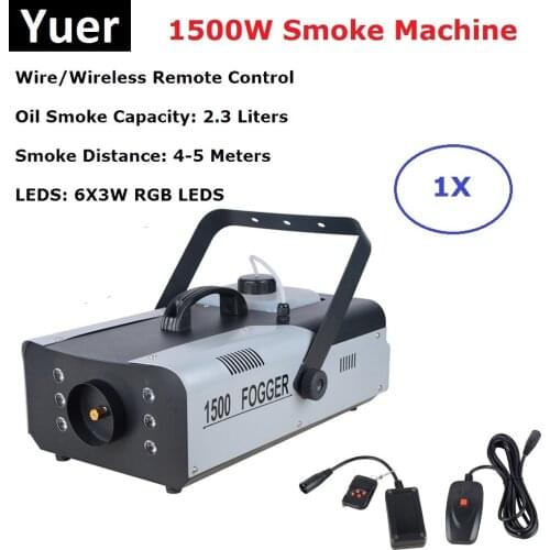 Disco Lights 1500W RGB Colorful Smoke Machine Mini LED Remote Fogger Ejector Dj Lights Christmas Party Stage Lights Fog Machine