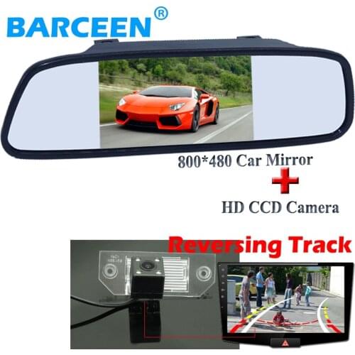 Wire black 5" car mirror monitor and 170 degree 4 led car auto backup camera hd ccd+Dynamic track line for ford focus sedan