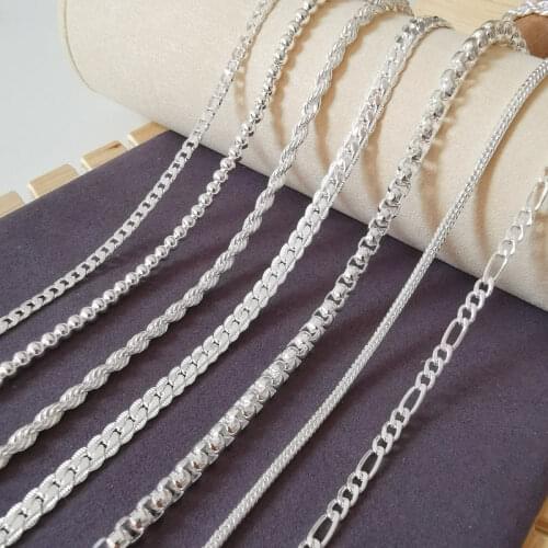 Silver 925 Necklaces For Man 4/5mm Link Chain Necklace 16-30 inch Collier Choker Fashion Male Jewelry Accessories Wholesale