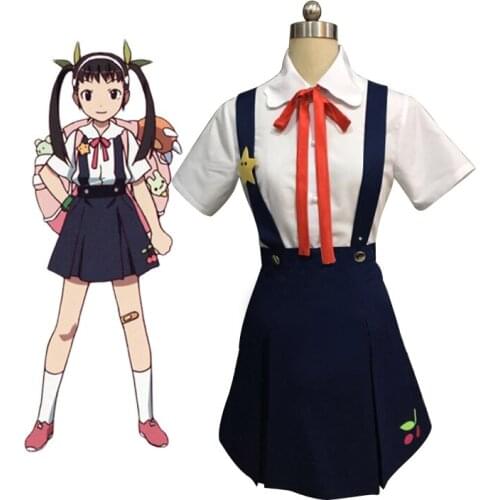 Monogatari Bakemonogatari Mayoi Hachikuji Hachihachiji Hachirokuji School Uniform Outfit Dress Clothing Anime Cosplay Costume