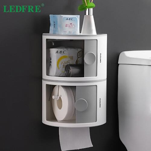 LEDFRE Wall-mounted laminated household multifunctional waterproof rack storage tissue toilet roll paper holder LF71066