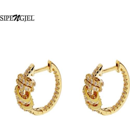 Fashion cubic zircon Buckle Earrings Big Geometric Delicate Circle hoop Earring for women Jewelry 2021