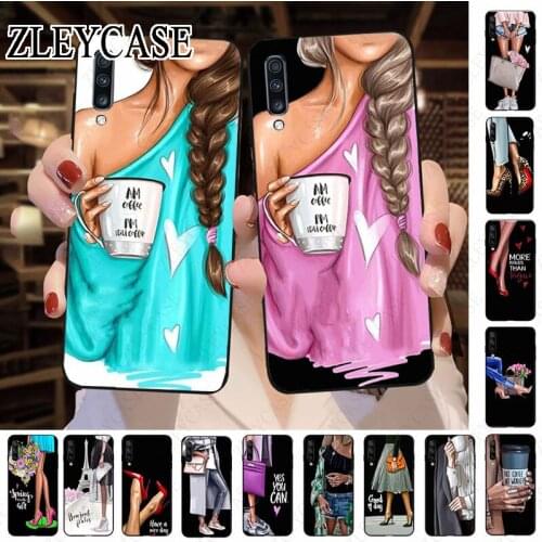 Fashion High heels Girl Flower Phone Case For Samsung Galaxy A50 A10 A20 A20E A20S A30S A40 A51 A70 A30 A6 A7 A8 Coque Shell
