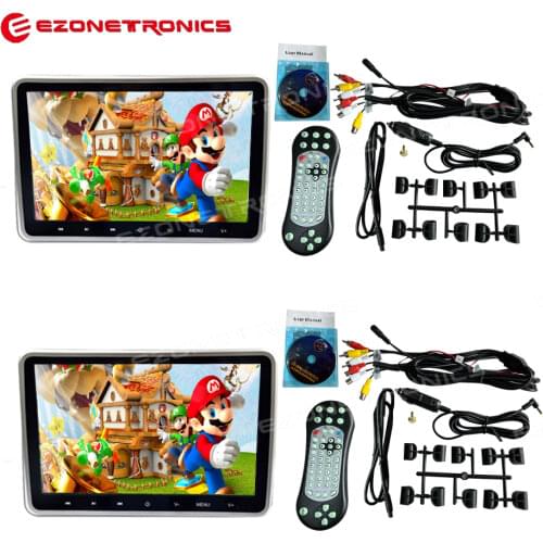 10.1inch Car Monitor Headrest DVD Player USB/SD/HDMI/IR/FM TFT LCD Screen Touch Button Game Remote Control stereo Video 1or2PCS