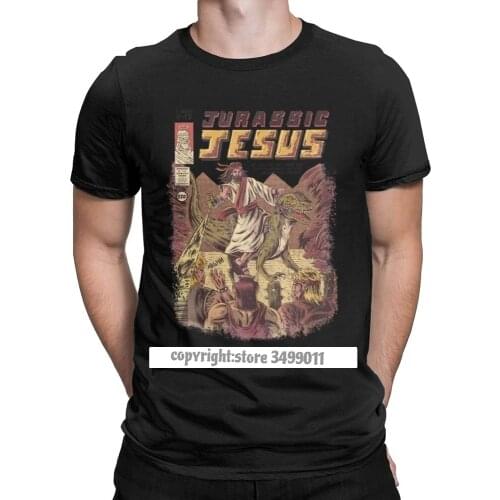 Jurassic Jesus Men Tops T Shirts Japan Anime Japanese Manga Tshirts Dragons Monster Retro Games Tops Harajuku Streetwear T Shirt