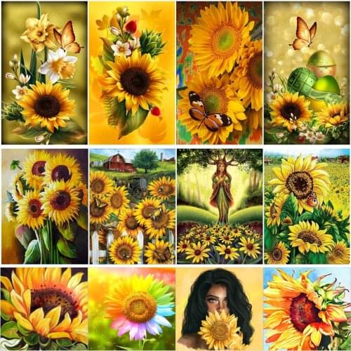 Round full diamond flowers 5D diamond painting sunflower DIY diamond embroidery decoration home decoration