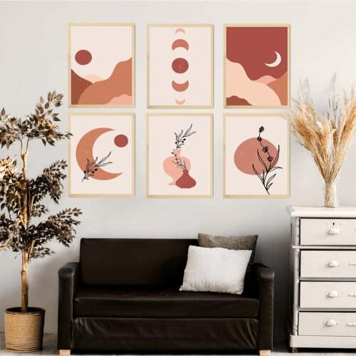 Nordic Boho Style Sun Canvas Painting Bedroom Home Decor Desert Art Prints Abstract Landscape Gallery Wall Terracotta Pictures