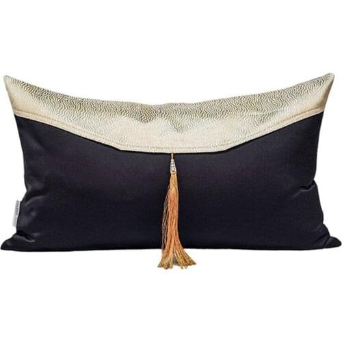 Home Decorative Cushion Cover With Tassel Solid Black Waist Pillows For Pillowcase Home Decor 30x50cm