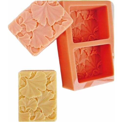 New Rectangle Ginkgo Leaf Soap Silicone Mold Resin Polymer Clay Baking Mould 2 pcs