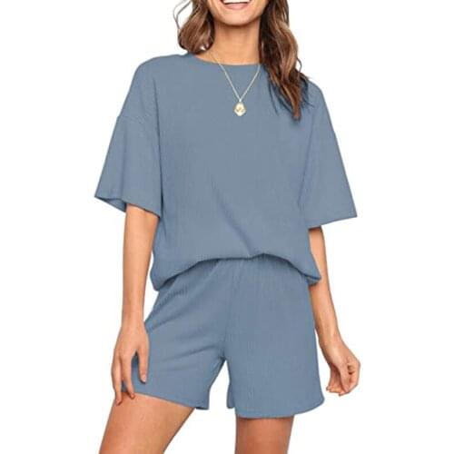 Summer New Product Elegant Short-sleeved Tops and Shorts Two-piece Round Neck Fashion Casual Sportswear All-match Lazy Style