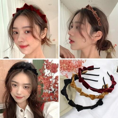Vintage Women Girls Elegant Velvet Bow Hairband Hairhoop Fashion Korean Style For Women Sweet Retro Hair Accessories Headband