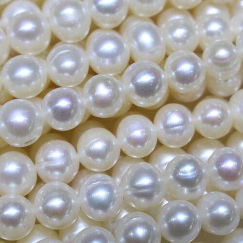 Natural Freshwater Pearl Necklace Grade AAA 7-8 mm Round Shaped Beads 36cm DIY Strand Jewelry Accessory