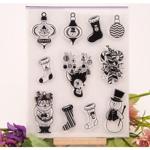 Christmas Deer Transparent Seal Clear Silicone Stamp Cutting DIY Scrapbooking Rubber Coloring Embossing Decor Reusable 14*18cm