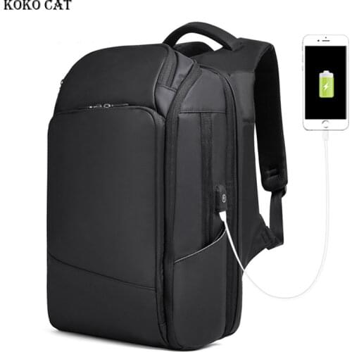 Koko Cat Men Backpack with USB Charging Multifunction Male Bags Larger Capacity Waterproof Travel Backpack Mochila Masculina