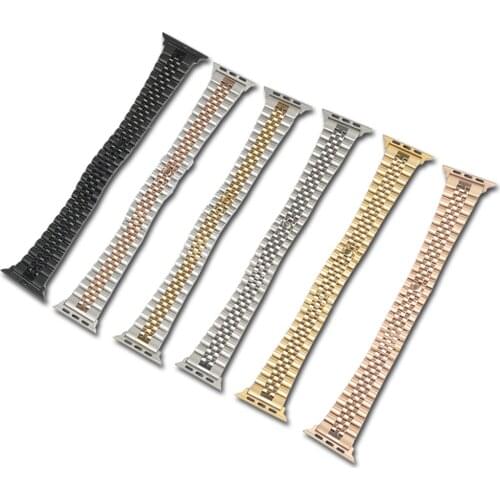 Rolamy 38 40 42 44mm Solid Stainless Steel Replacement Wrist Bracelet Jubilee Watch Band With Adapter For Iwatch Apple Watch