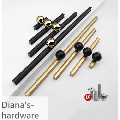 Modern Cabinet Handles Zinc Alloy Gold and Black Cupboard Door Pulls Drawer Knobs Bedroom Door Long Furniture Handle Hardware