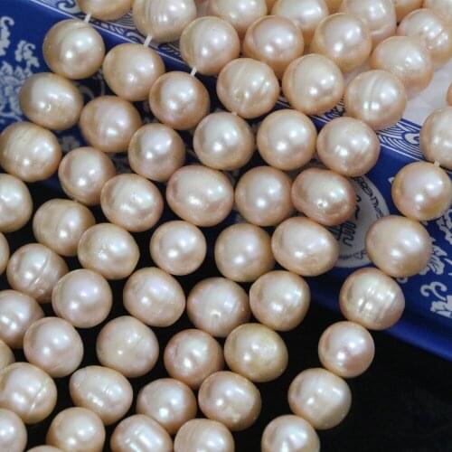 Special 9-10mm natural elegant freshawater cultured orange nearround pearl high grade women diy loose beads jewelry 15inch B1397