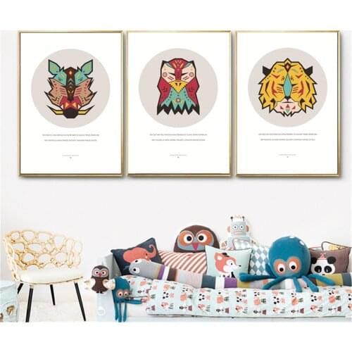Tiger Pig Owl Canvas Poster Different Animal Poster Canvas Print Painting Wall Art Children Room Home Decoration