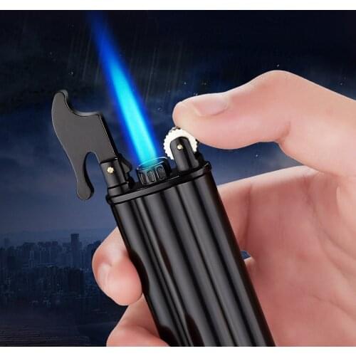 Three-tube Old-fashioned Retro Creative Grinding Wheel Straight Into The Lighter High Firepower and Windproof Gadgets for Men