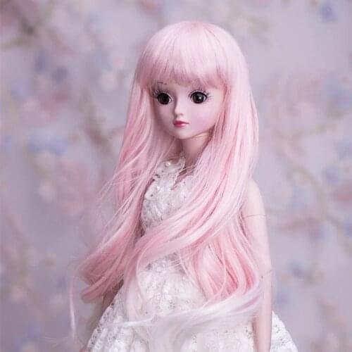 UCanaan 1/3 BJD Doll Pink Wigs Hair Girls DIY Dress Up Accessories High Temperature Silk Wigs For 60CM BJD SD Dolls