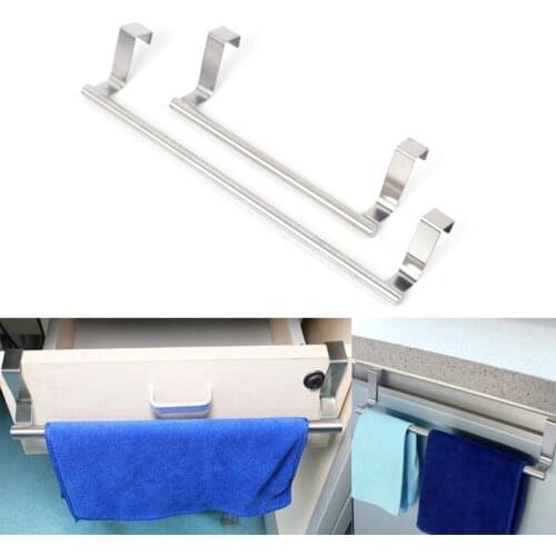 Stainless Steel Bathroom Towel Rack Kitchen Cupboard Cabinet Door Back Hanging Stand Bar Nail-Free Organizer Shelf Home Supplies