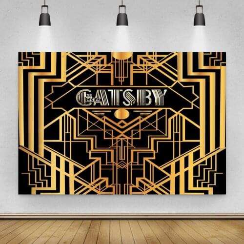 Magical GATSBY Gold Labyrinth Gate Black Background Boys Birthday Party Decorative Photography Studio 3D Digital Backdrop Cloth