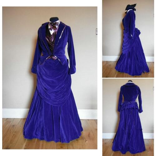 Freeship customer-made Blue Renaissance Dress Vintage Costumes Victorian Dress Steampunk dress Gothic Halloween Dress C-457