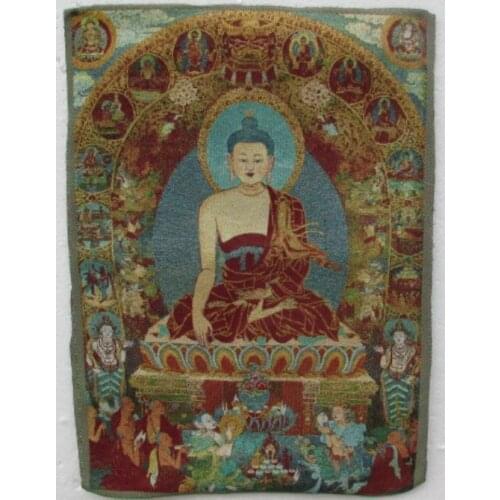 Golden silk embroidery thangka exorcism guanyin Buddha in Tibet and Nepal/1