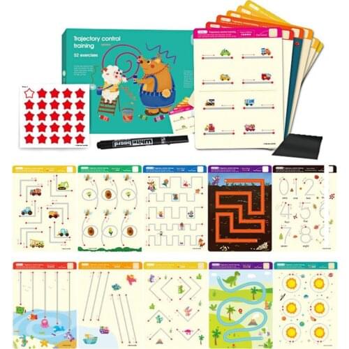 1 Set Preschool Toys Creative Concentration Training Wood Dot Drawing Maze Training Card for Kids