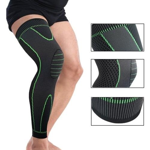 1pc Elastic Knitted Sports Leg Sleeves Running Compression Leg Sleeve Lengthen Knee Pads Bandage Basketball Leg Sleeve