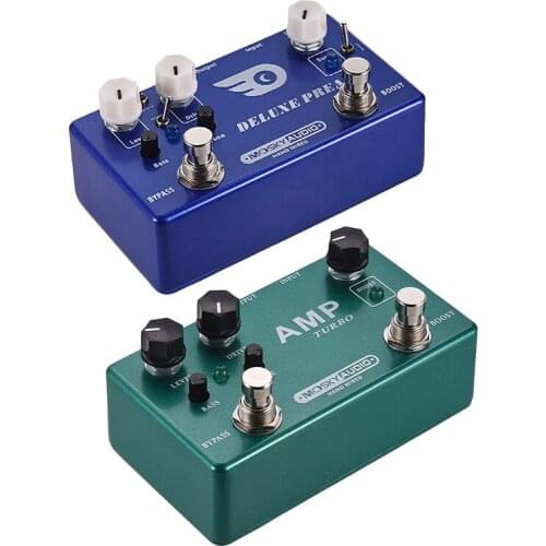 Mosky 2 Pcs Guitar Effect Pedal 2 in 1 Boost Classic Overdrive Effects Metal Shell with True Bypass Guitar Accessories, Deluxe P