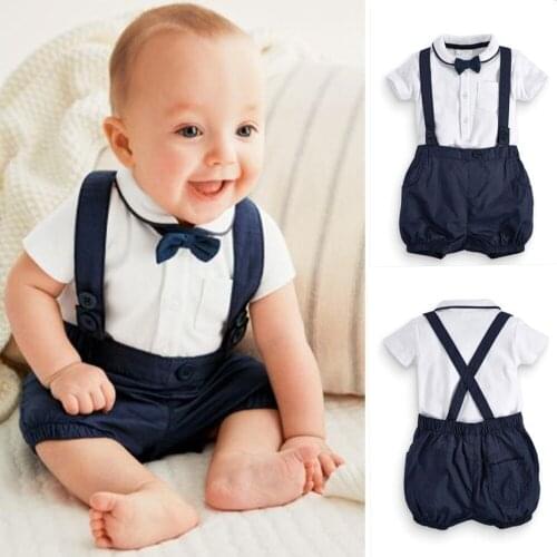 2020 Summer Baby Boy Clothes Set Newborn Gentleman Cotton T-shirt Top Shorts Set 2pcs Baby Suit Short Sleeve Infant Clothing Set