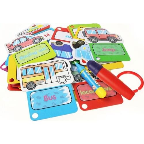 30pcs/Set Magic Water Coloring Books Cards with 2 Pcs Water Magic Pen for Kids Educational Toy Children Gift Drawing Boards