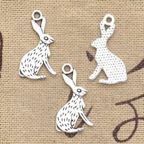 30pcs Charms Rabbit 26x14mm Handmade Craft Pendant Making fit,Vintage Tibetan Bronze Silver color,DIY For Bracelet Necklace