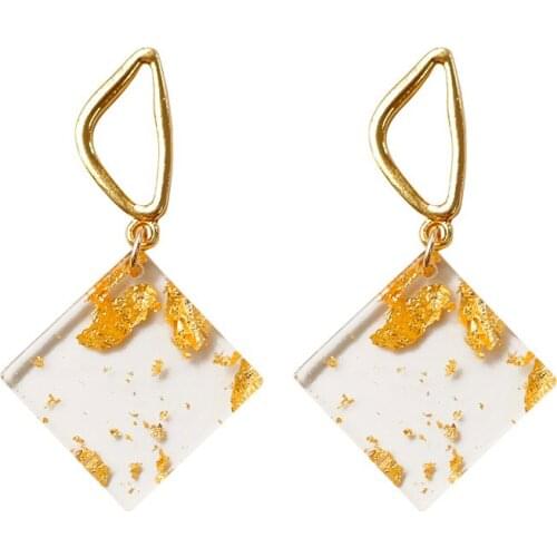 Free shipping 10 pair/lot fashion women jewelry accessories metal geometry sqaure acrylic earring