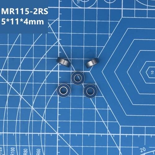 Free Shipping high quality MR115RS Bearing (10PCS) 5*11*4 mm Miniature MR115-2RS Ball Bearings Blue Sealed MR115 2RS Bearing