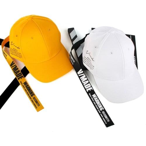 2021 New Long Straps Baseball Cap Men Adjustable Streetwear Letter Snapback Caps Unisex Cotton Yellow Trucker Hat