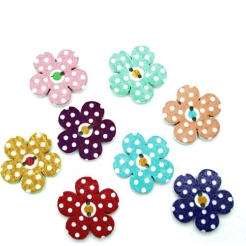 50pcs Mixed Flower Wooden Buttons For Clothing Needlework Scrapbooking Wood Botones Decorative Crafts Diy Accessories