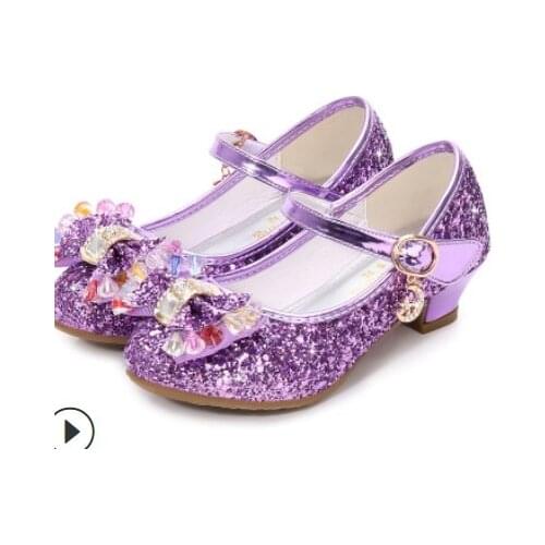 Hot Girls Leather Shoes Autumn Bowtie Sandals 2018 New Children Shoes High Heels Princess Sweet Sandals For Girls