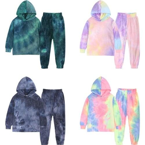 Tie Dye For Babies Girls Boys Clothes Toddler Clothing Print Casual Hoodie+Pants Outfits Children Outwear Suit For Kids Overalls