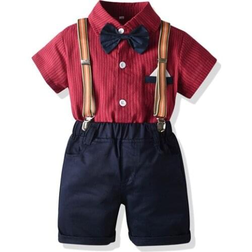 Childrens suit boys Birthday Dress summer shirt 2-piece set
