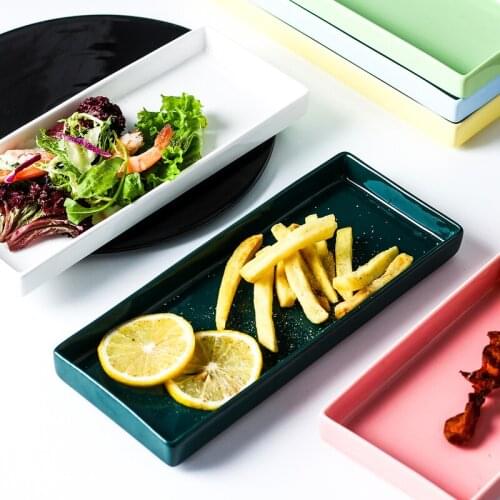 European creative ceramic sushi plate rectangular western food plate solid color home dessert snack food plate fish dish LB42317