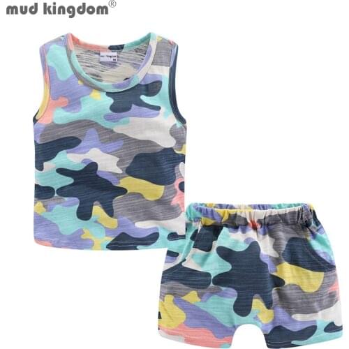 Mudkingdom Toddler Boys Outfits Sleeveless Camouflage Vest Summer Shorts Set