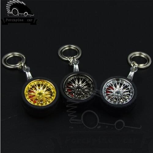 Fashion Metal Keychain For BMW Audi VW Honda Toyota BBS Wheel Hub Aro Model Chain Car Key Ring Mini Creative Tires Keychain