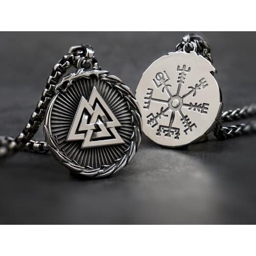 Mens Nordic Viking Pattern Knot 316L Stainless Steel Pendant Necklace 2021 Charm Jewelry Gift