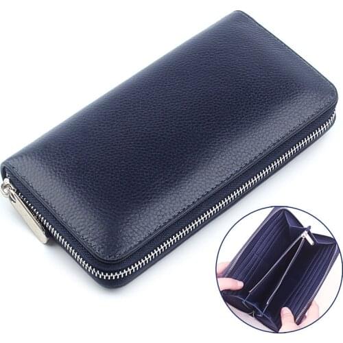 New Arrive 2021 Women and Mens Genuine Leather Wallets Cow Leather Long Wallets Female Fashion Clutch Bags Multifunction Purse