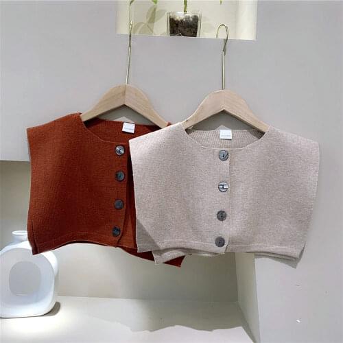 New Sweet Fake Collar for Women Solid Color Knitted False Collar Shirt Detachable Collars Summer Lapel Shawl Shoulder Wrap