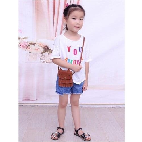 1 piece Wholesale Girls Small Kitten Tassel Coin Purse Baby Mini Cat Messager Bag Fashion Coin Purse