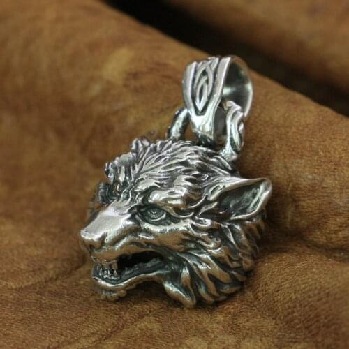 High Details Wolf Pendant 925 Sterling Silver Mens Biker Rock Punk Pendant TA194 JP